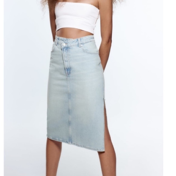 Zara Side Slit Denim Skirt NWT - Picture 1 of 13
